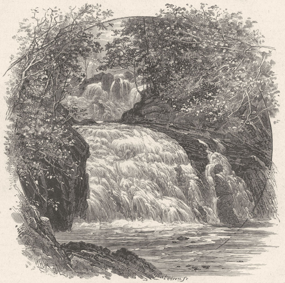 WALES. Valley of Conway. Swallow falls 1898 old antique vintage print picture